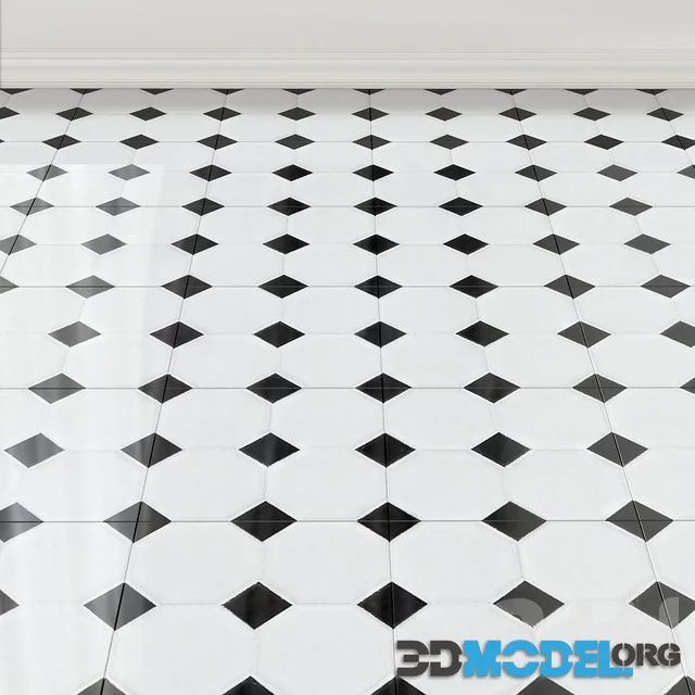 FestivalWhite and Black Dot Octagonal II Porcelain Mosaic