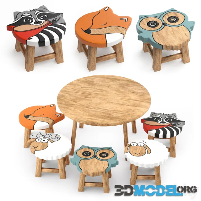 Kids furniture01-animal chairs