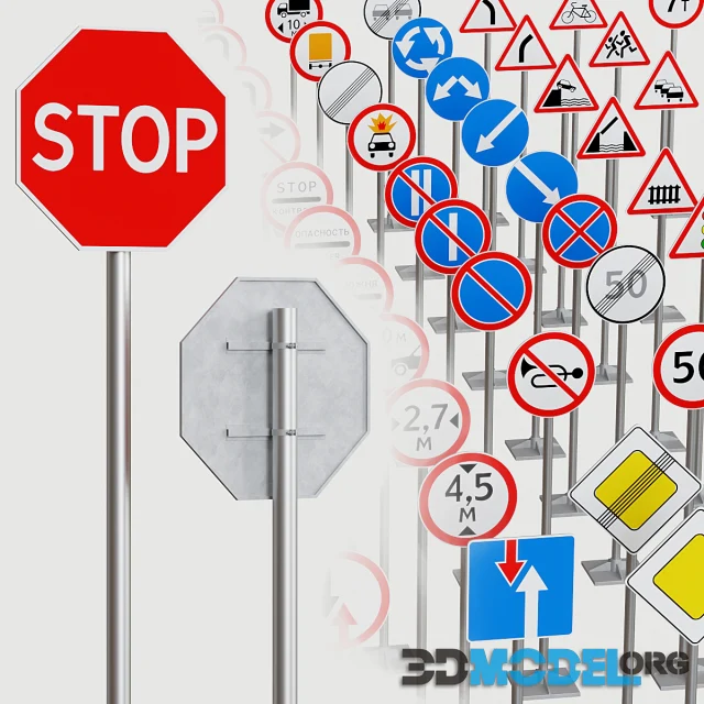 3d Model – Road Signs