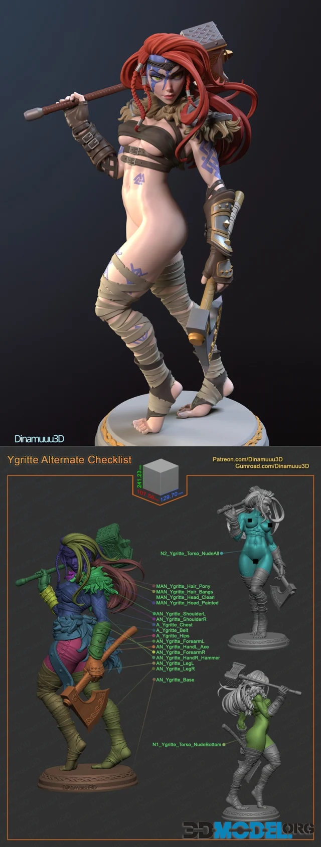 Dinamuuu3D - Ygritte Alternate NSFW Version – Printable
