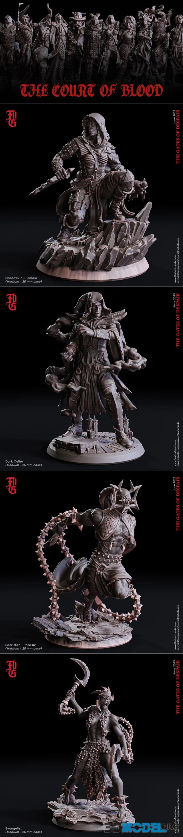 Flesh of Gods Miniatures - The Court Of Blood November 2023 – Printable