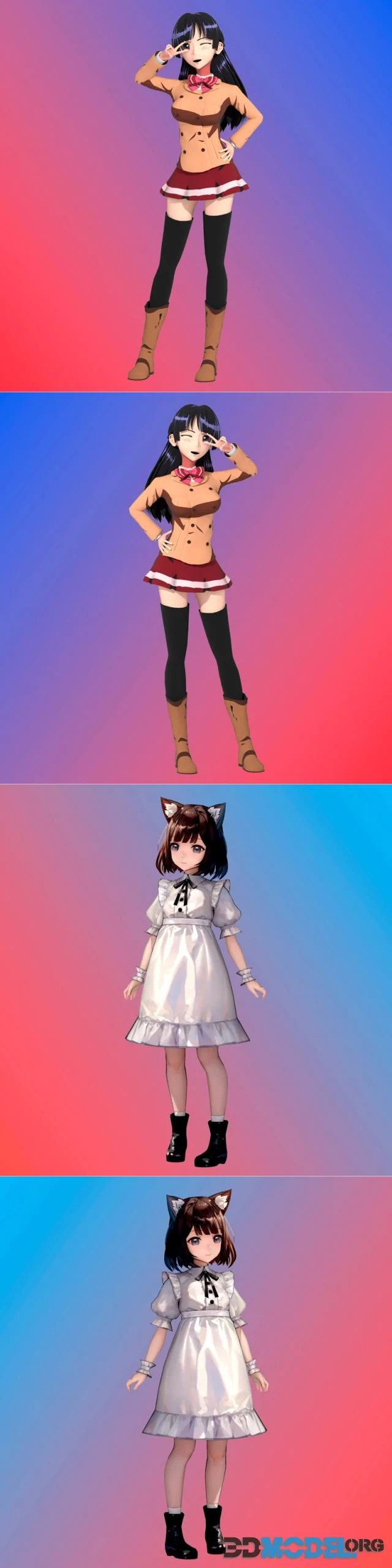 90 style Anime girl and Cat Ear Girl Ai – Printable