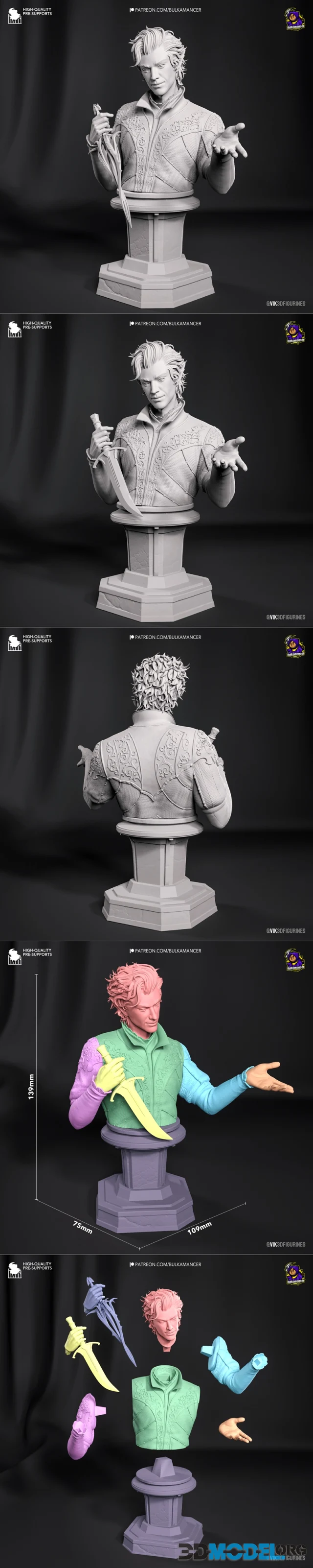 Bulkamancer Sculpts - Astarion - Baldurs Gate 3 Bust Version – Printable