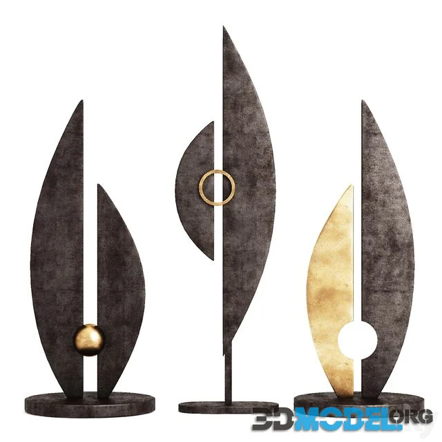 A set of three garden sculptures