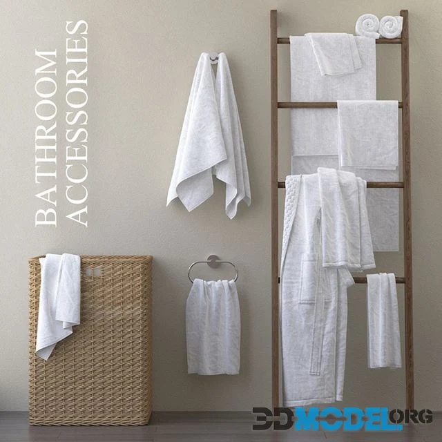 Bathroom Towel Basket 3D model