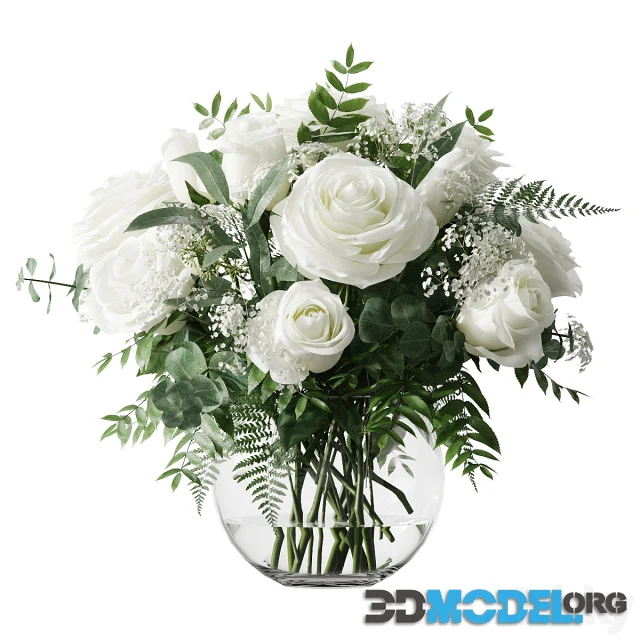 3D Model – Bouquet 2 (white roses)
