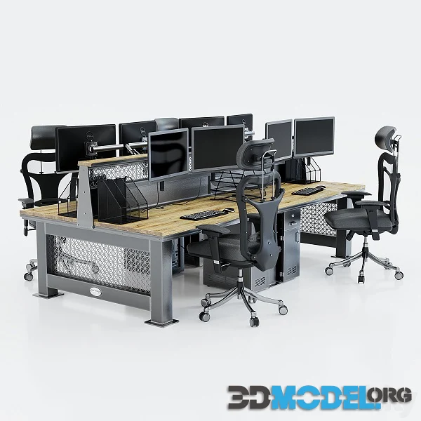 Computer desk for 4 workplaces