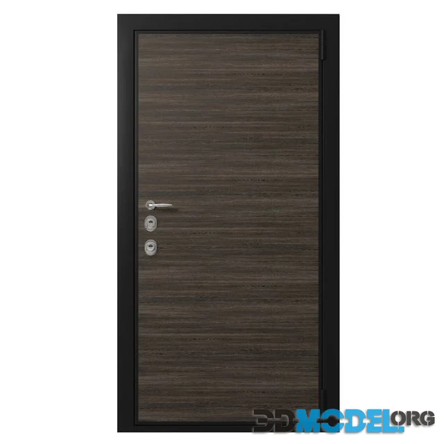 Door entrance metal with wooden decorative plate