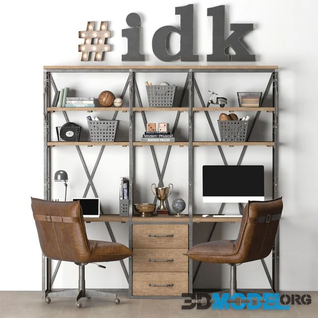 FRENCH LIBRARY DOUBLE DESK WITH DRAWERS
