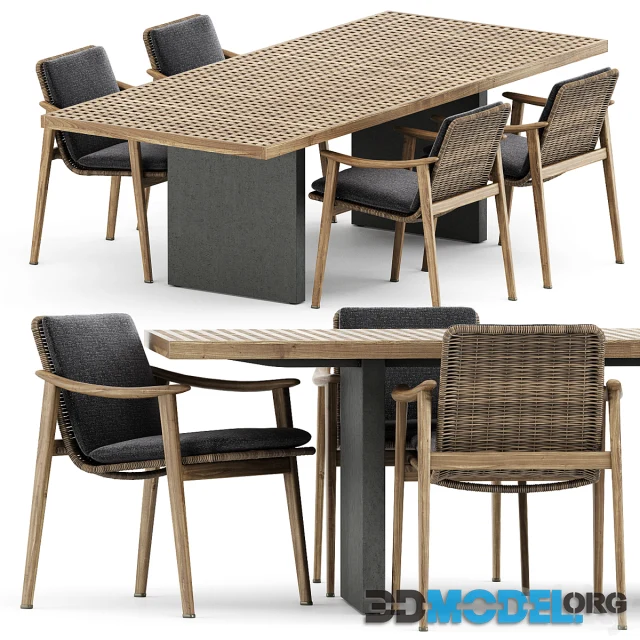 Fynn Outdoor chair and Quadrado table by Minotti