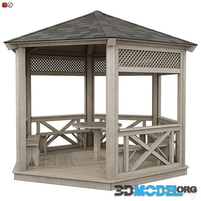 Garden Gazebo made of wood 03