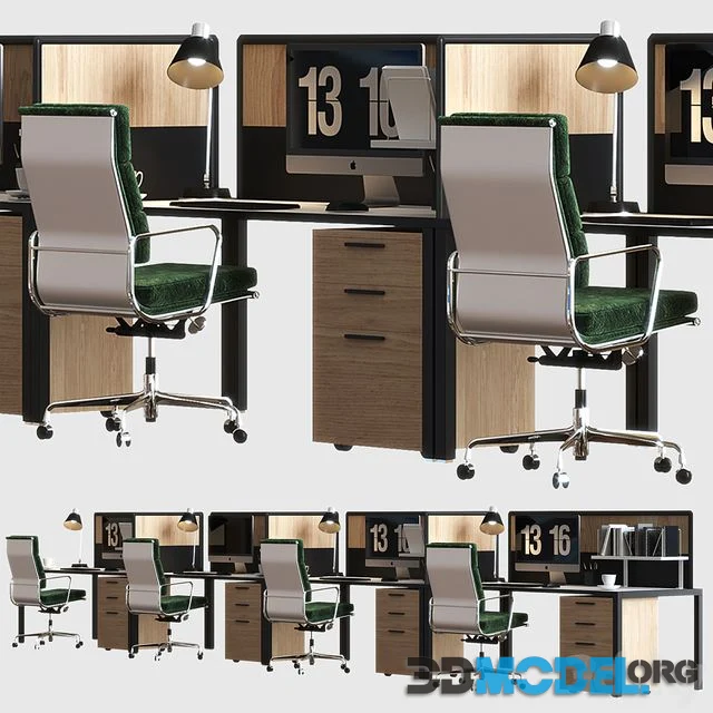 3D Model – Office furniture set modern