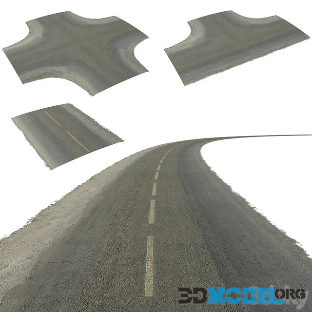 Seamless two lane road with crossroads