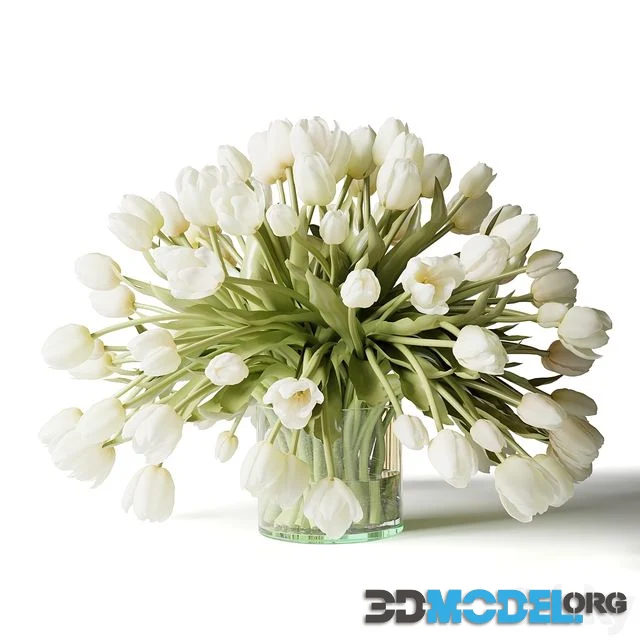 White tulips in a vase a bouquet of flowers
