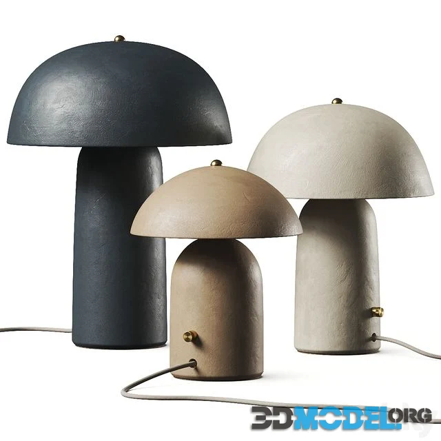 Ceramicah Raku Tera Lime Plaster Table Lamps