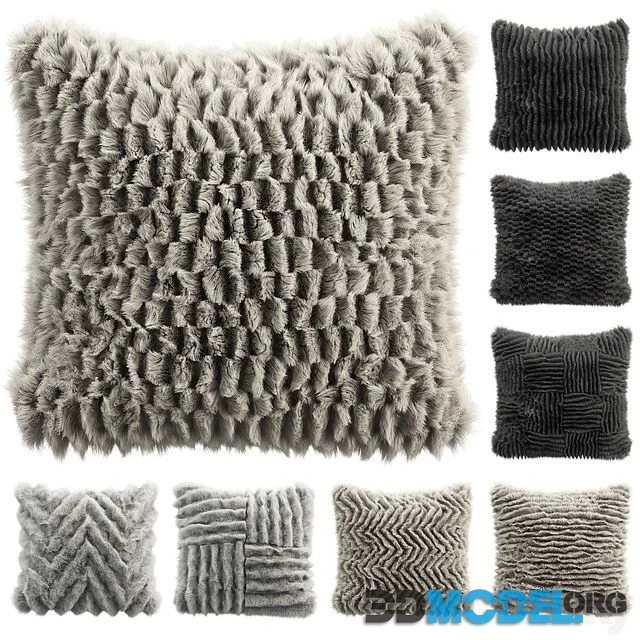 Fur pillow set 4