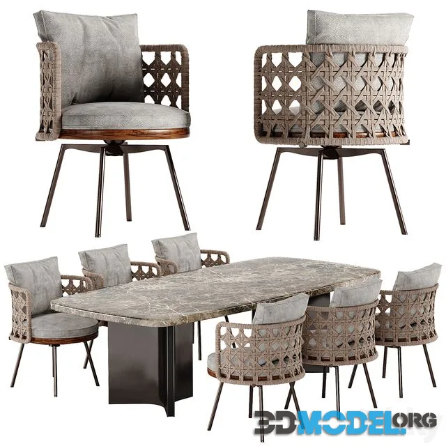 Minotti Tor II Nest chair Marvin table set