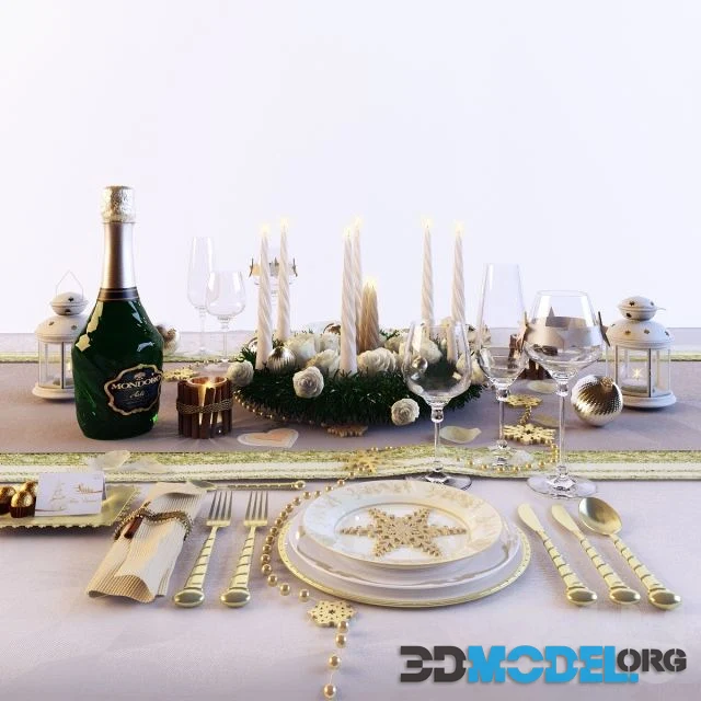 Tableware with gold items