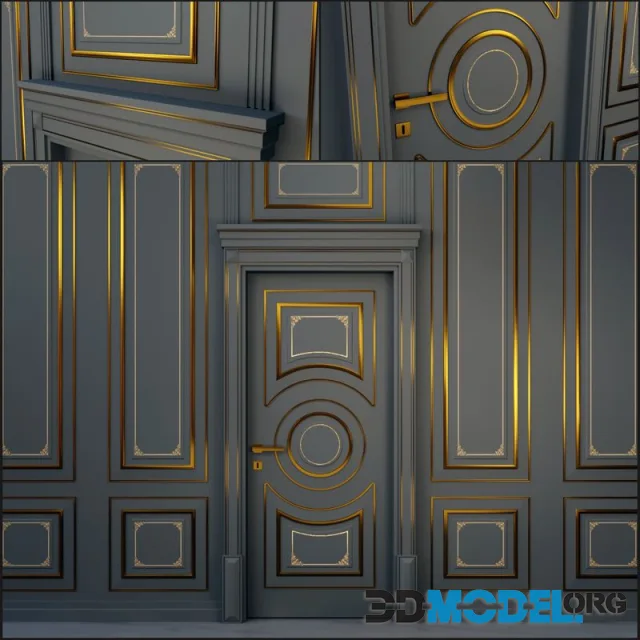 The door and wall panel Dore Rotu 3BR Black