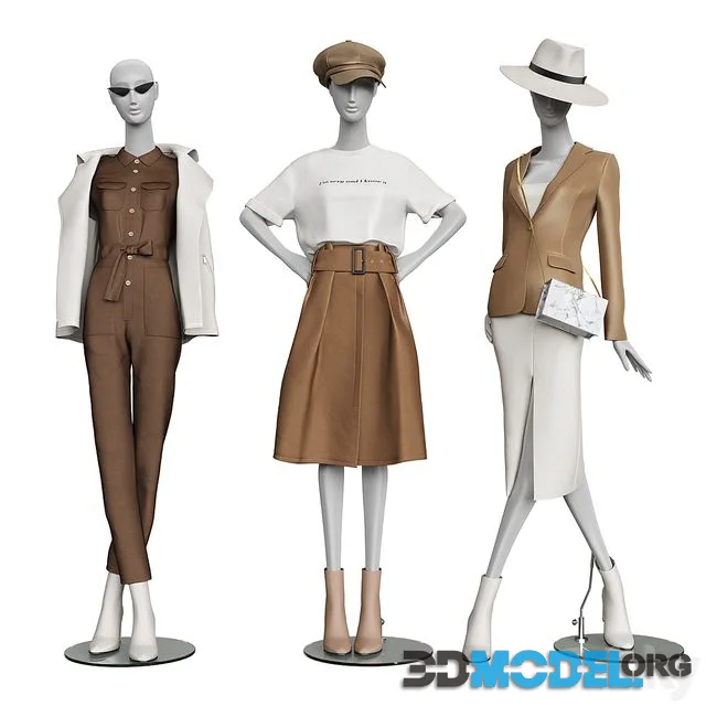 3D Model – A set of women's clothing on mannequins