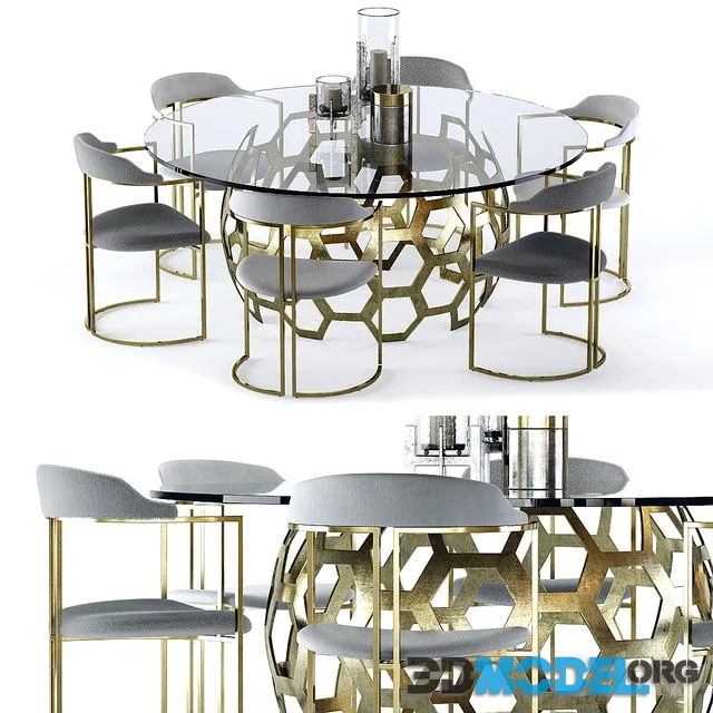 Arteriors Dolma Table and Zephyr Chair