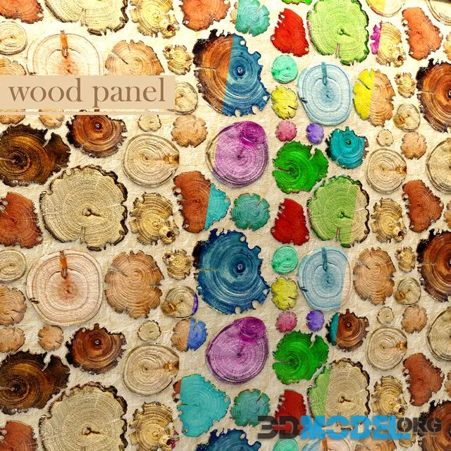 Decor for wall. Wood colorful Panel. 3D