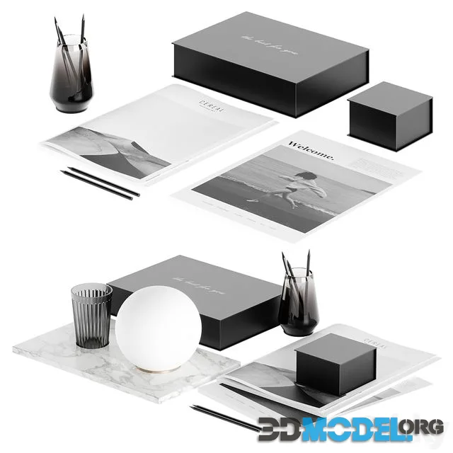 Decorative table set with lamp