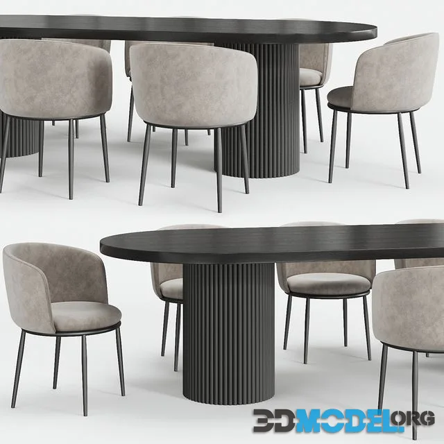 Globewest Benjamin Ripple Table And Filmore Dining Chair Eichholtz
