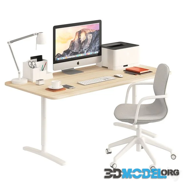 Ikea BEKANT desk and LANGFJALL Chair