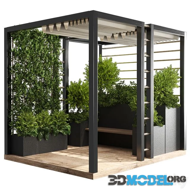 Landscape Furniture with Pergola and Roof garden 01