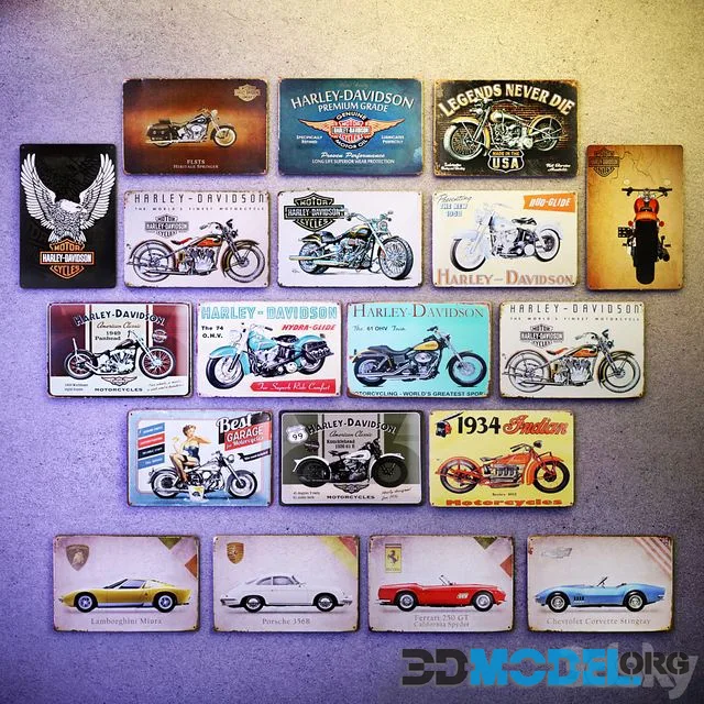 Metal decorative plate – a collection №4. Auto-Moto