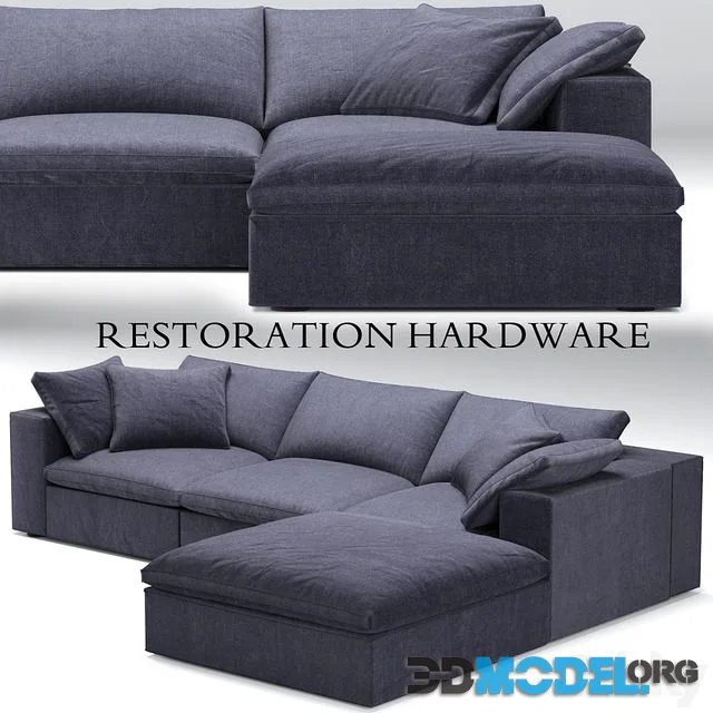 Restoration Hardware Cloud Modular blue sofa