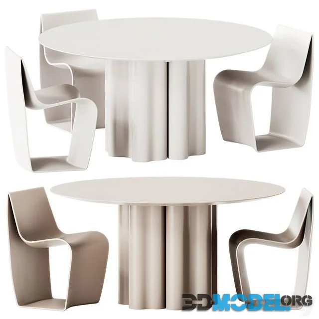 Saba Italia Teatro Magico Round Dining Table and MDF Italia Sign Matt Chair