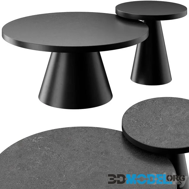 SALONTAFEL LEEDS ROND - ZWART KERAMIEK COFFEE AND SIDE TABLE