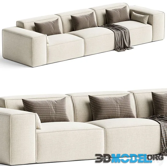 Scandinavian Slipcovered Square Arm Modular Sofa
