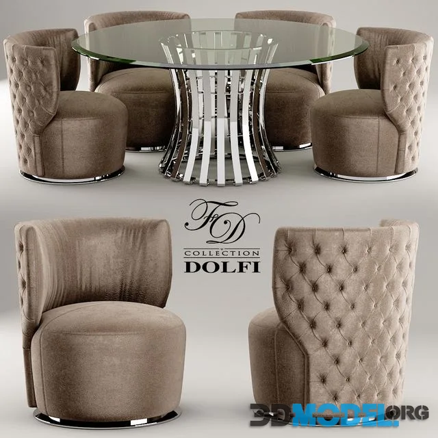 Table and chair sedia capitonne girevole dolfi