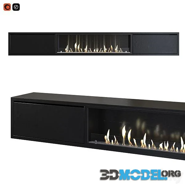 TV Cabinet With Built in Bio Fireplace
