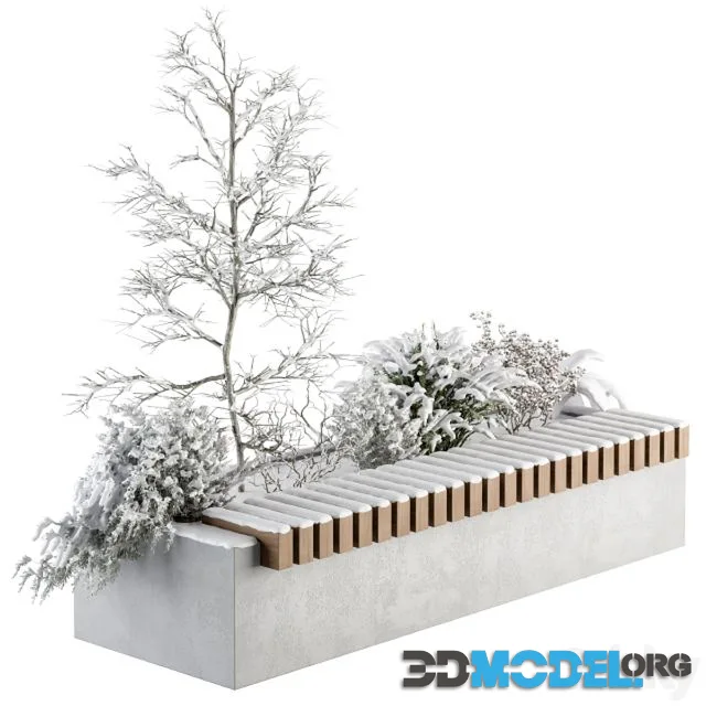 Urban Furniture snowy Bench with Plants- Set 32