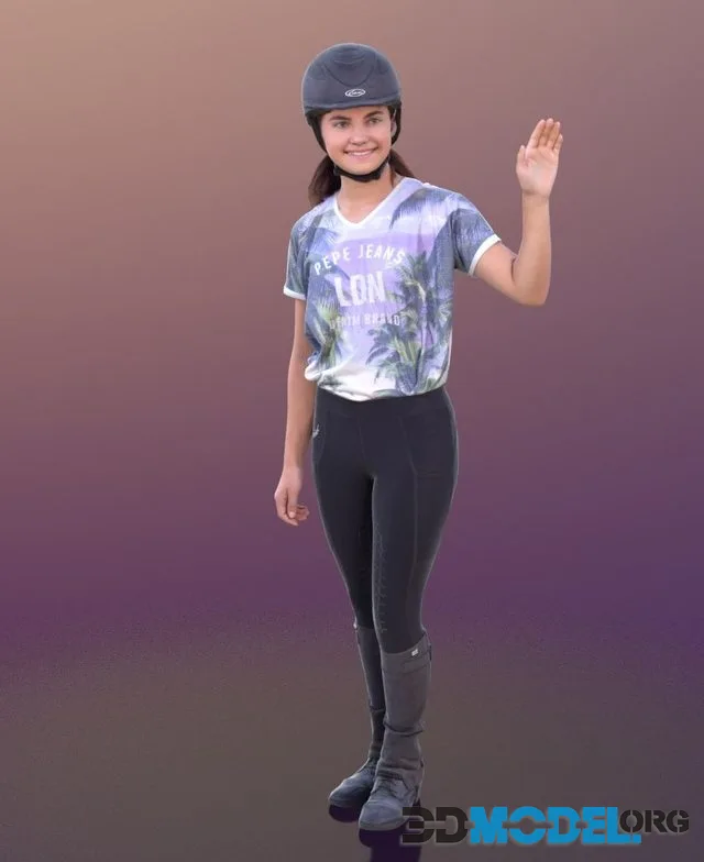 Young girl Lara in jockey clothes (3D-Scan)