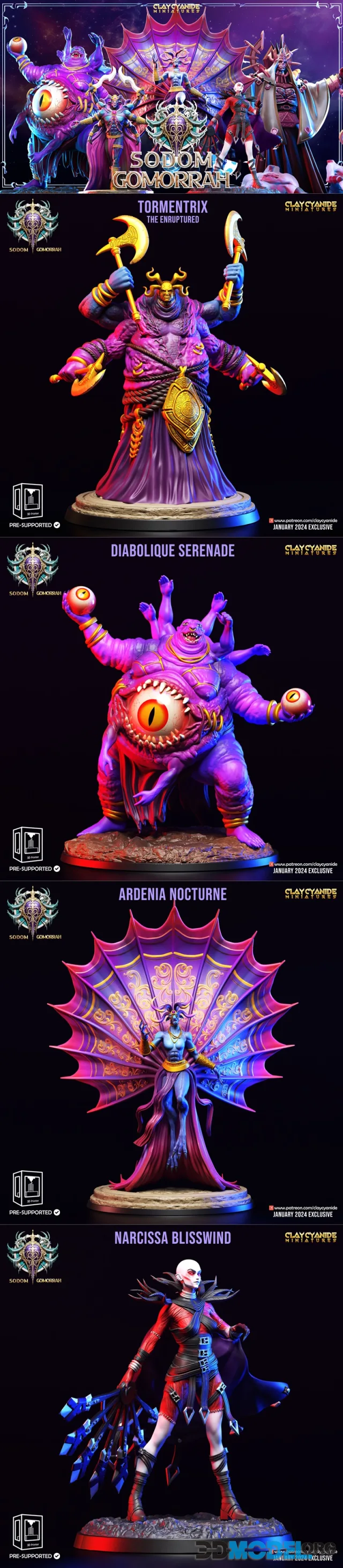 Clay Cyanide Miniatures - Sodom and Gomorrah January 2024 – Printable
