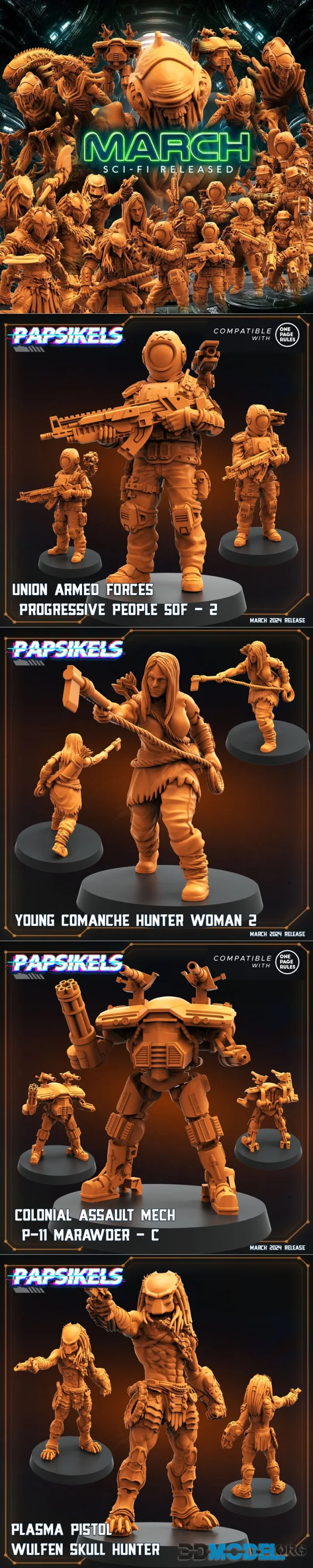 Papsikels Miniatures - Sci-Fi March 2024 – Printable