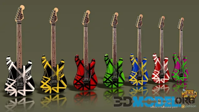 Hex3D - Striped Guitar Multicolor – Printable