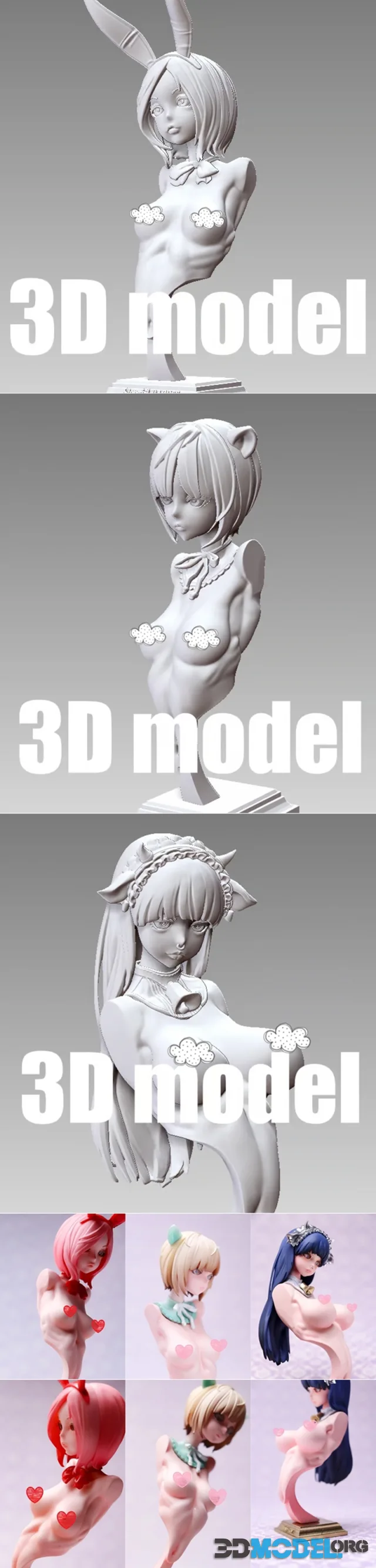 Stepgirl-RABBIT and FOX and COW Statue – Printable
