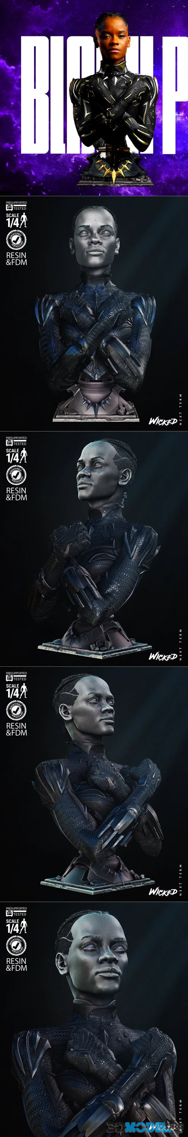 Wicked - Black Panther Shuri Bust Portrait – Printable