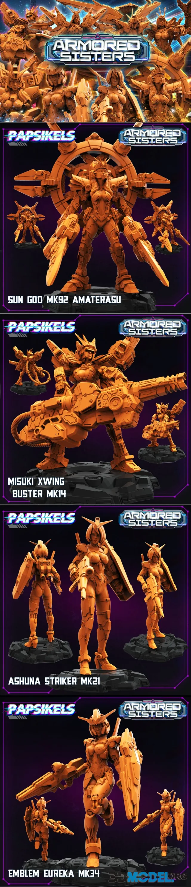 Papsikels Miniatures - Armored Sisters – Printable