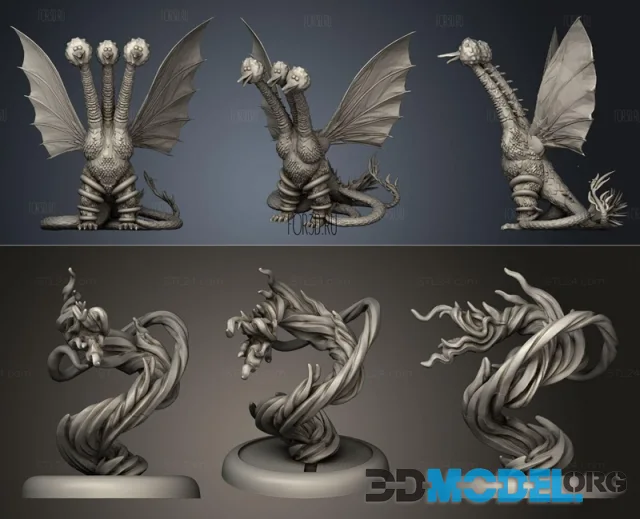 Big Bird King Ghidorah and Air Kami – Printable