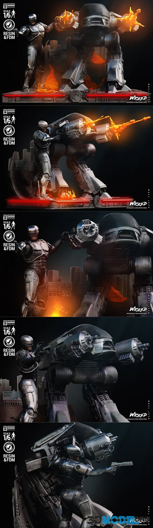 Wicked - Robocop and ED209 Diorama – Printable