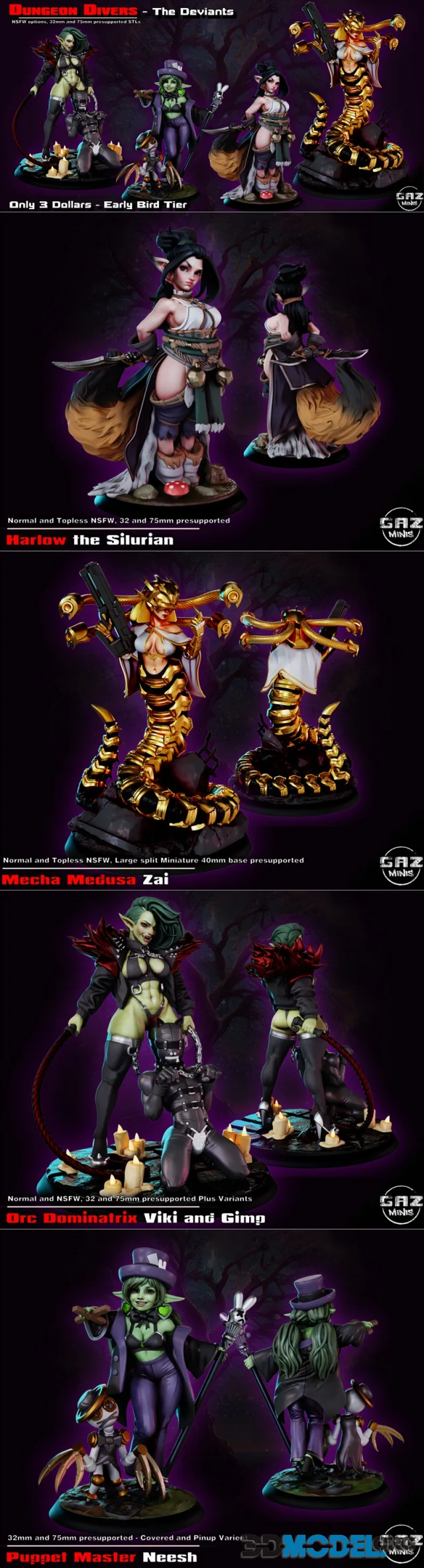 GAZ Minis - Dungeon Divers - The Deviants January 2024 – Printable