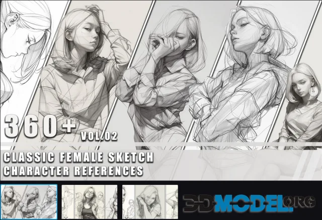 360+ Classic Female Sketch - Character References Vol.02
