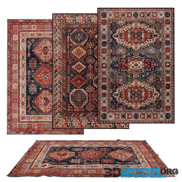 3 carpets with pleats and 3 without
